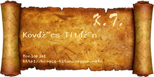 Kovács Titán névjegykártya